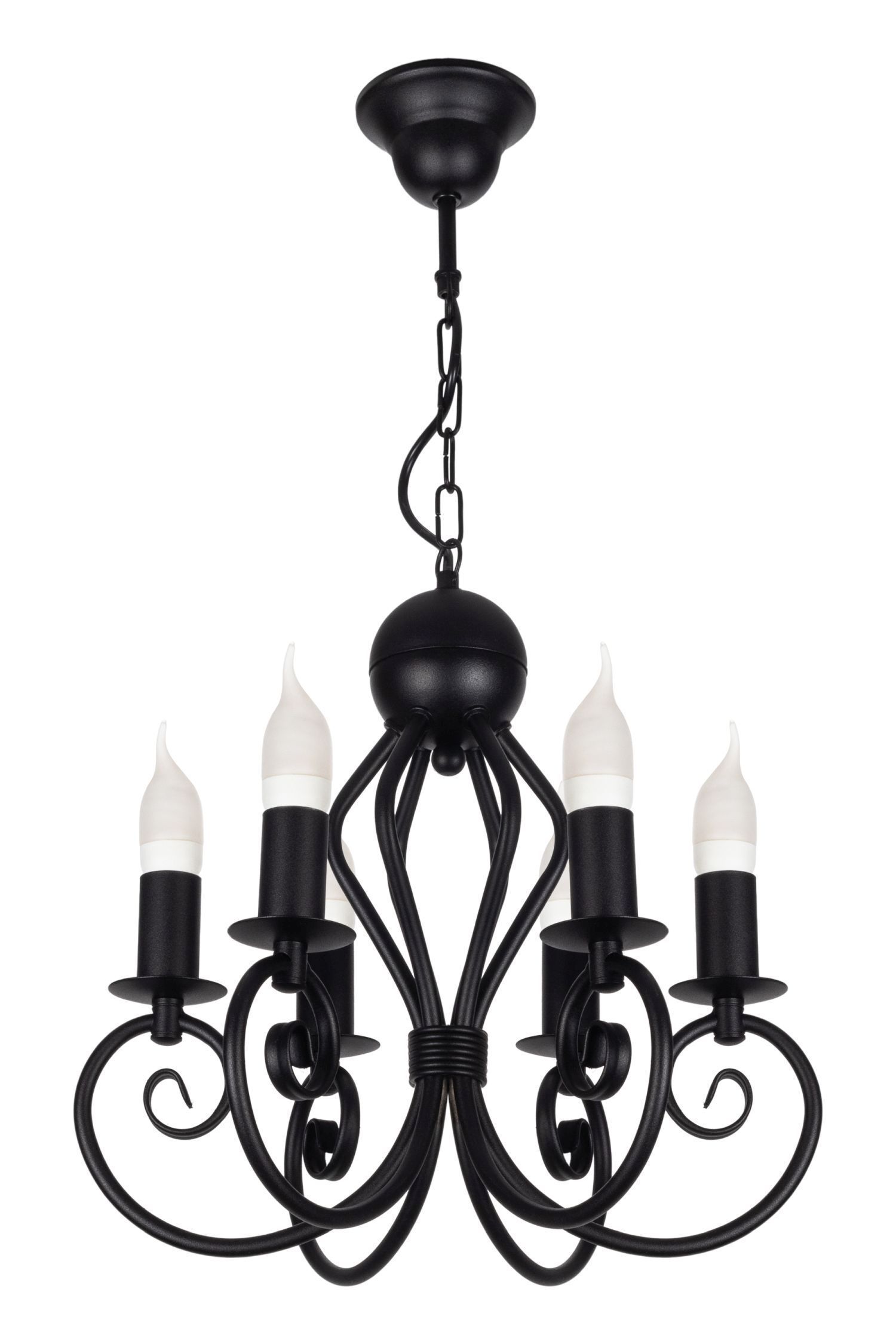 Vintage Kronleuchter Schwarz E14 6-flammig Klassisch