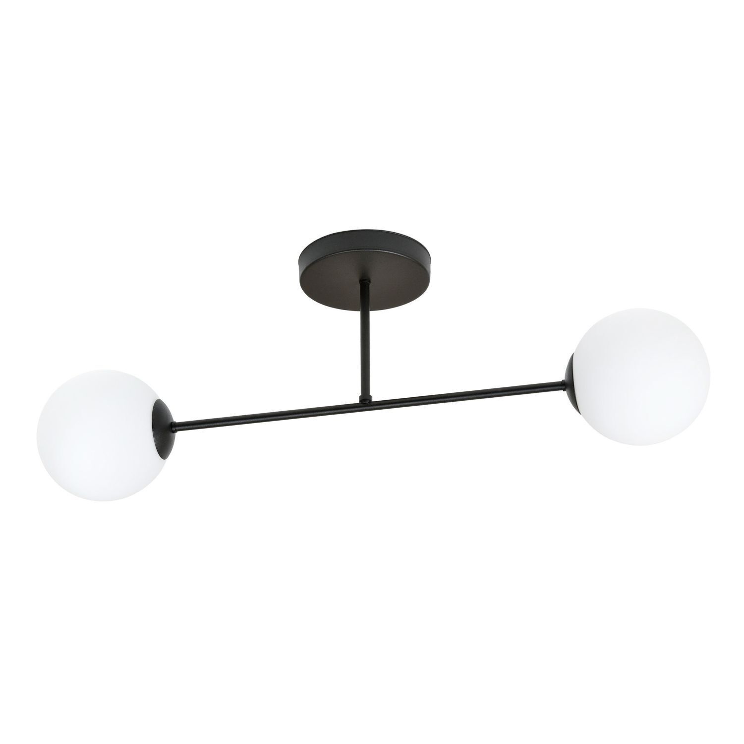 Plafonnier allongé 55 cm 2 flammes verre métal