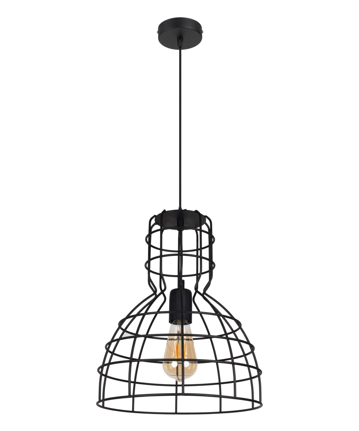 Schwarze Hängelampe Drahtschirm Metall Ø30 cm E27 Loft