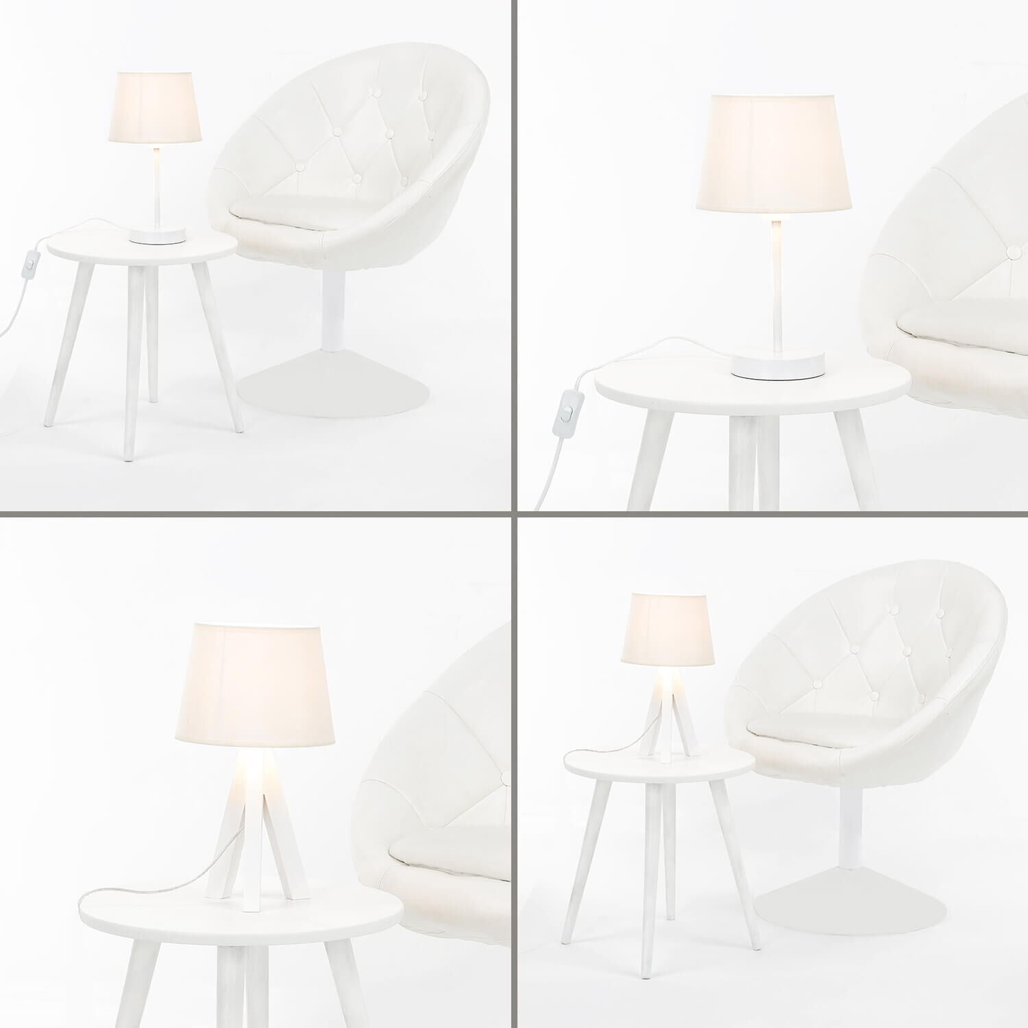 Kleiner Lampenschirm Tischleuchte Stoff Weiß E14 Lampe, Tischlampe, Stuhl, Mobiliar