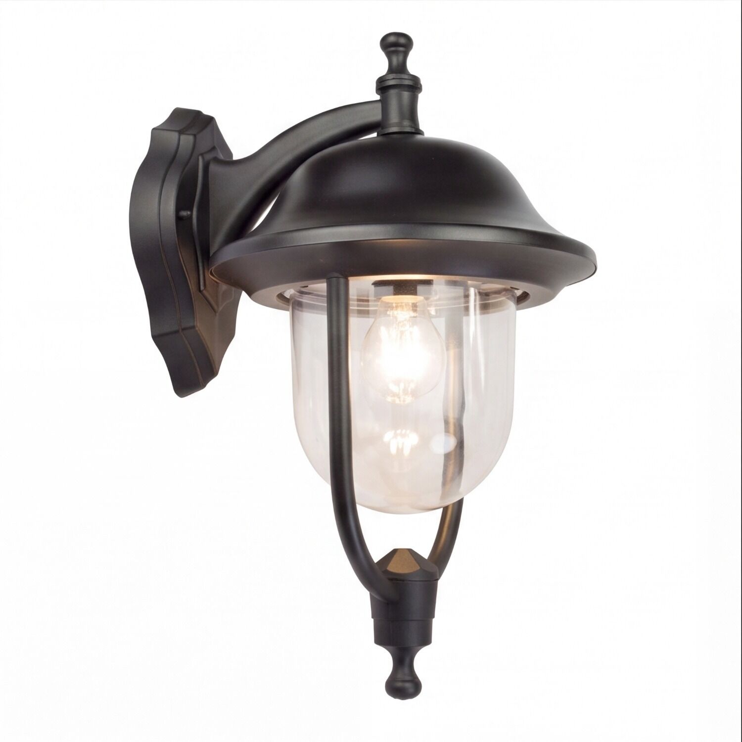 le51516-wandlampe-terrasse-balkon-garten-aussen-metall-glas-klassisch-rustikal-e27-schwarz-03 Außenwandleuchte, Laterne, Schwenkarm, Glasabdeckung, E27 Glühbirne
