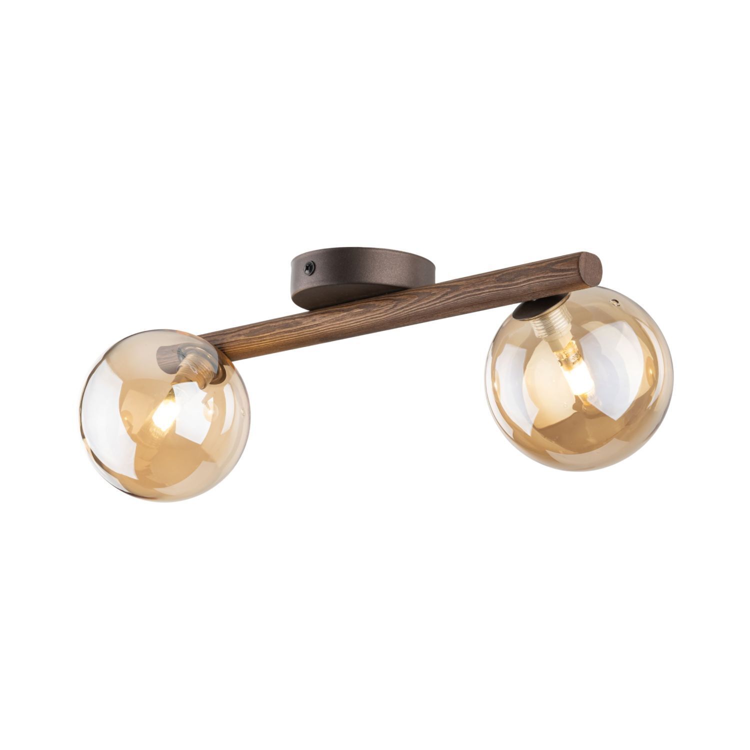 Deckenleuchte Holz Braun G9 42 cm stilvoll Glas modern Wandlampe, Beleuchtung, Glasballon, Holzarm, Klemmglas?