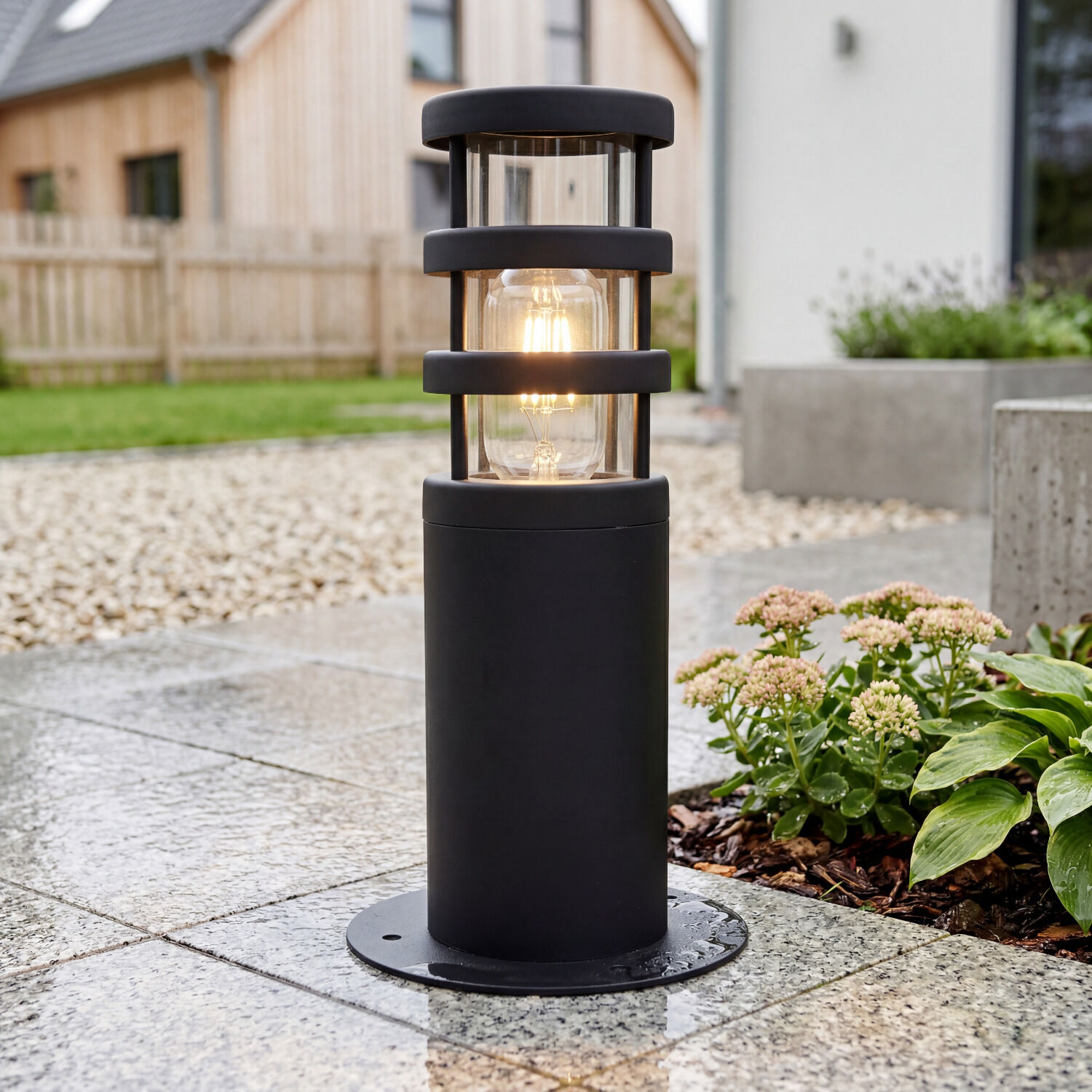 Wegeleuchte Edelstahl Schwarz IP44 E27 30 cm Poller