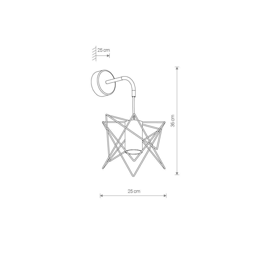 Schwarze Wandlampe Draht in Messing E27 kunstvoll