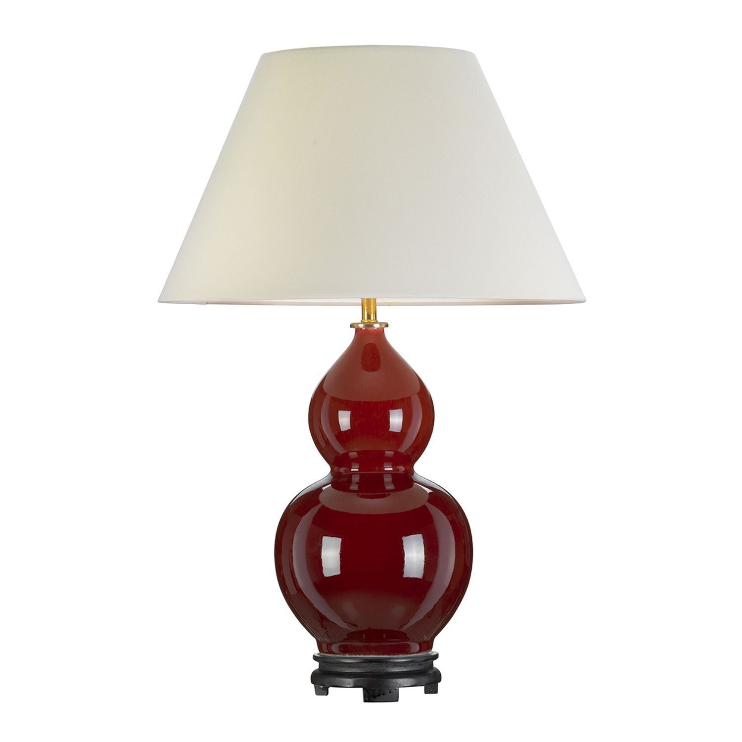 Tischlampe Keramik Stoff 64 cm in Rot Ecru Klassisch Lampe, Tischlampe, Lampenschirm