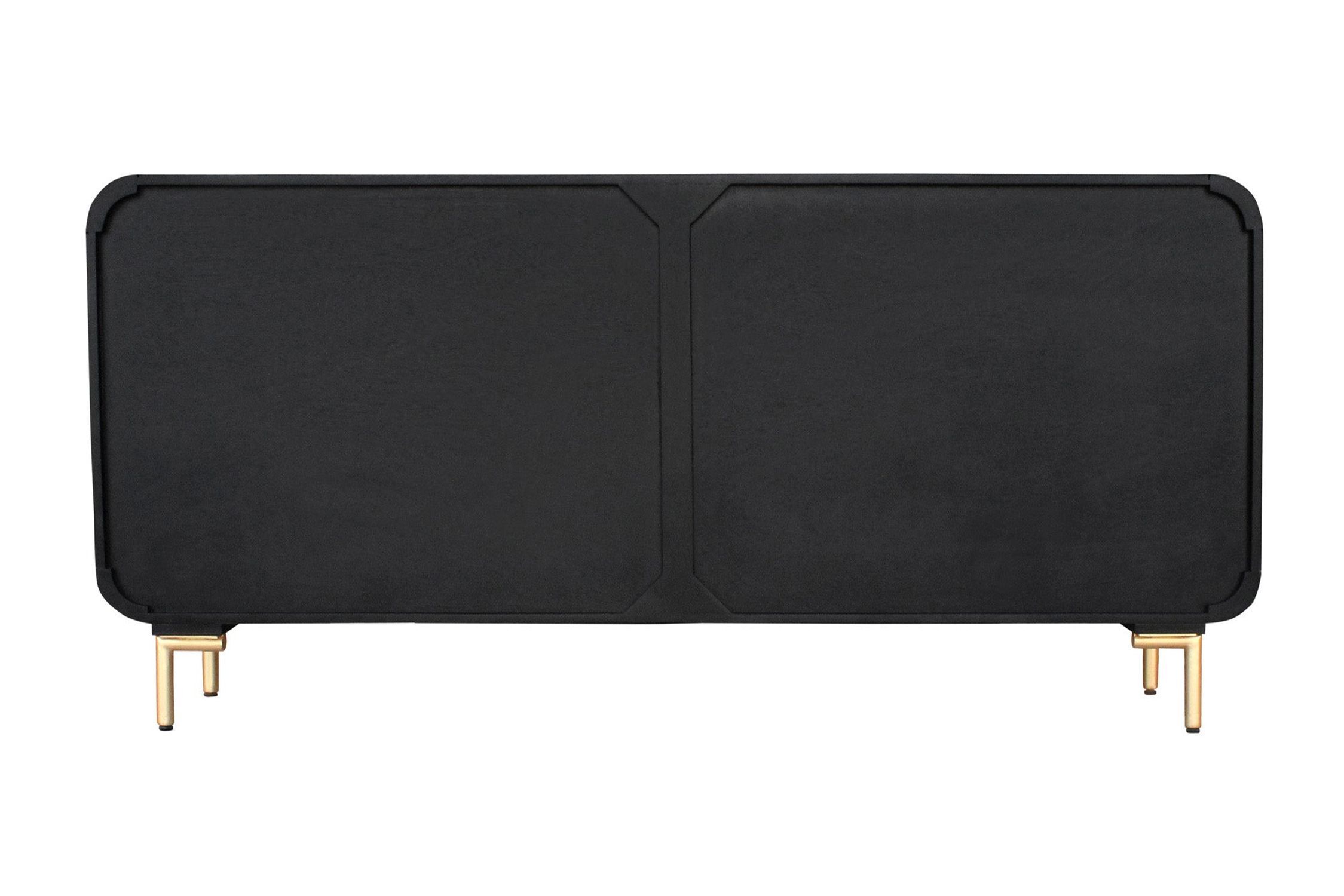 Sideboard 160 cm Holz Metall Schwarz Gold Handarbeit Couch, Mobiliar, Kissen, Dekoration für Zuhause