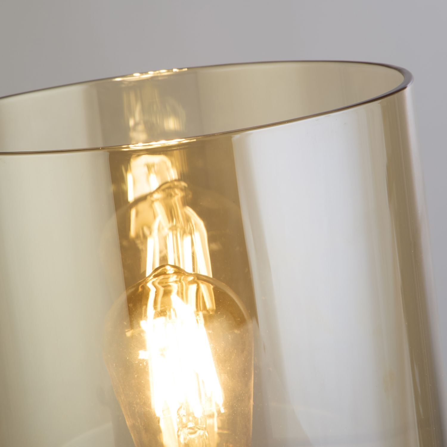 Tischlampe mit Schalter Mokka Bernstein 25,5 cm E27 Lampe, Lampe, Glühbirne, Bernsteinfarben, Glas