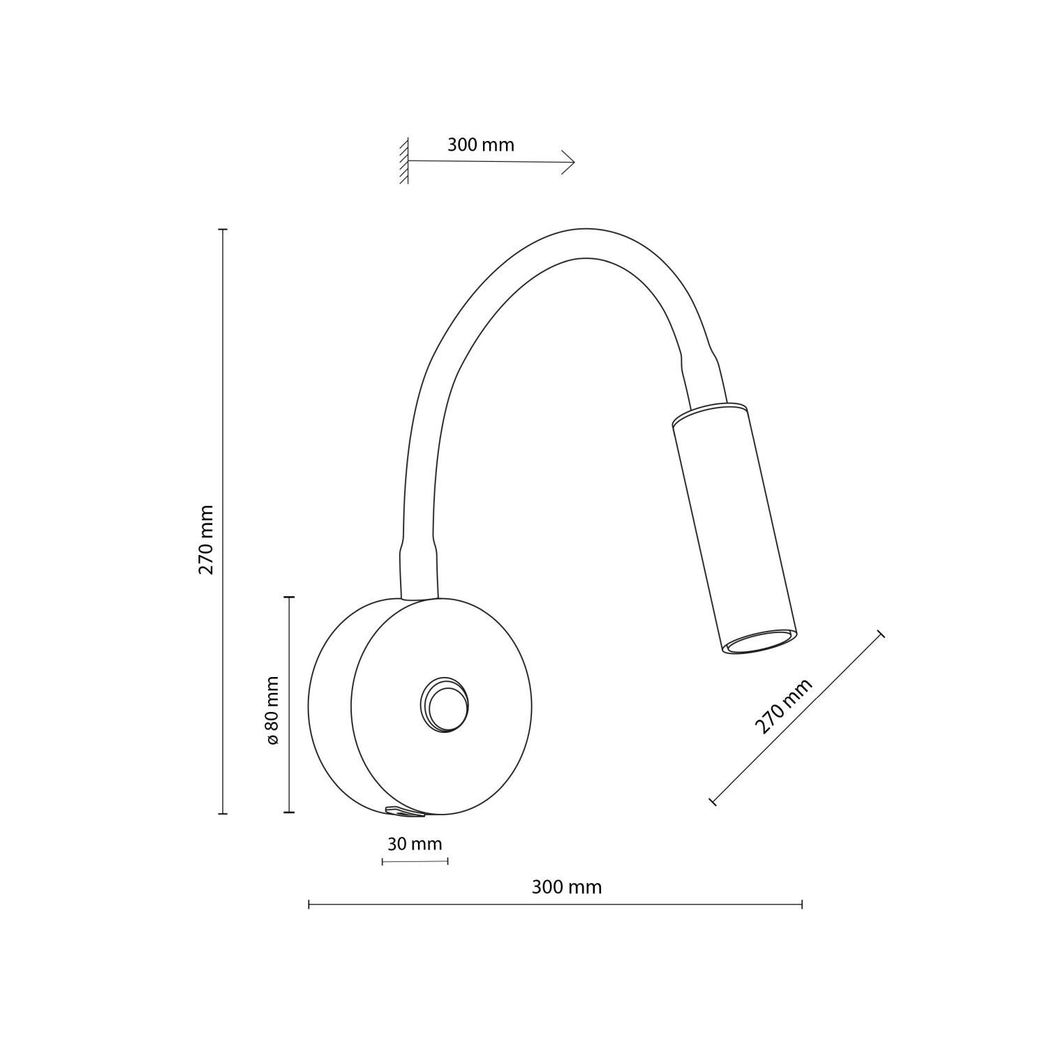 Applique murale avec interrupteur Fonction de charge USB Bras flexible Noir G9