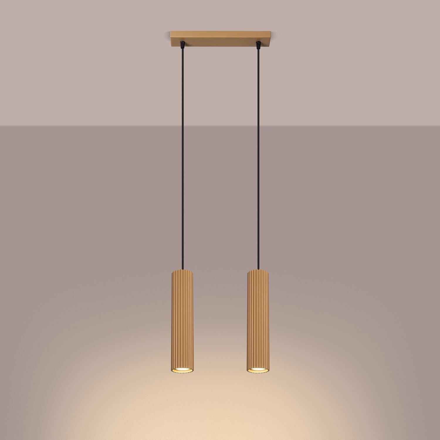 Pendelleuchte GU10 2-flammig aus Aluminium B: 30 cm in Gold