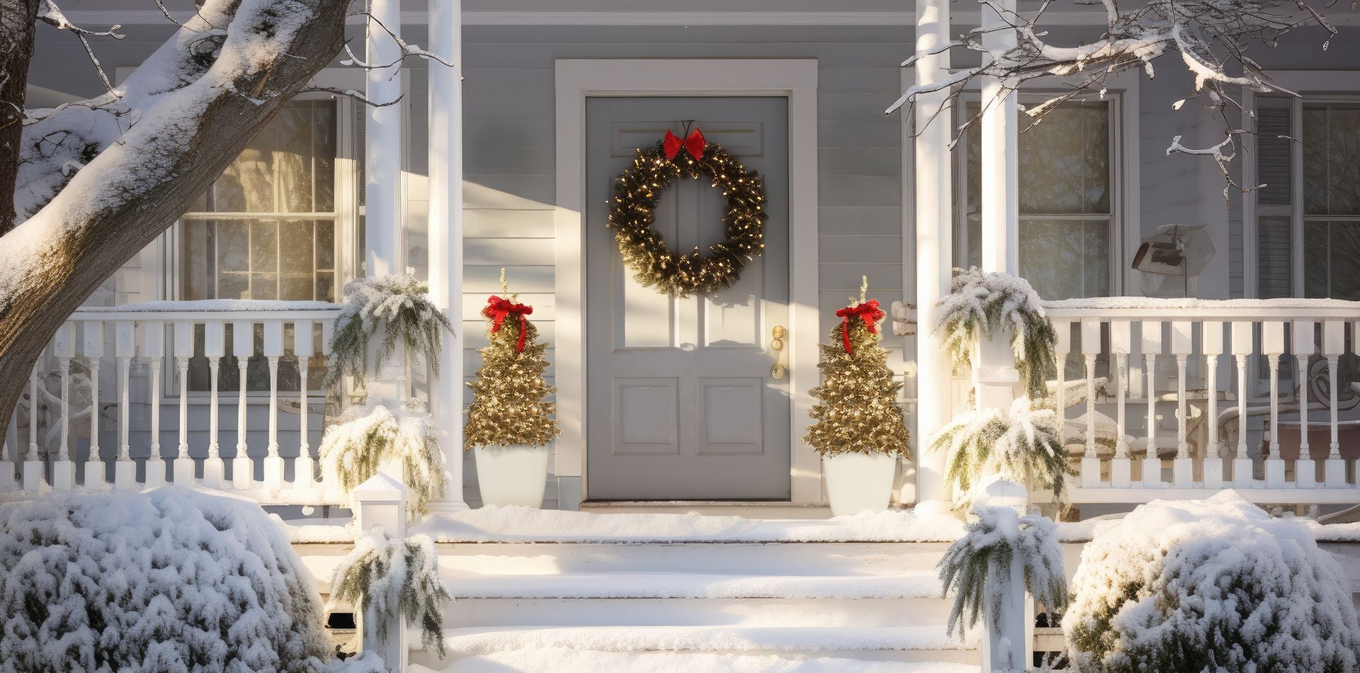 Weihnachtsdeko, Türkranz, Weihnachtsbaum, Zweige, Schnee