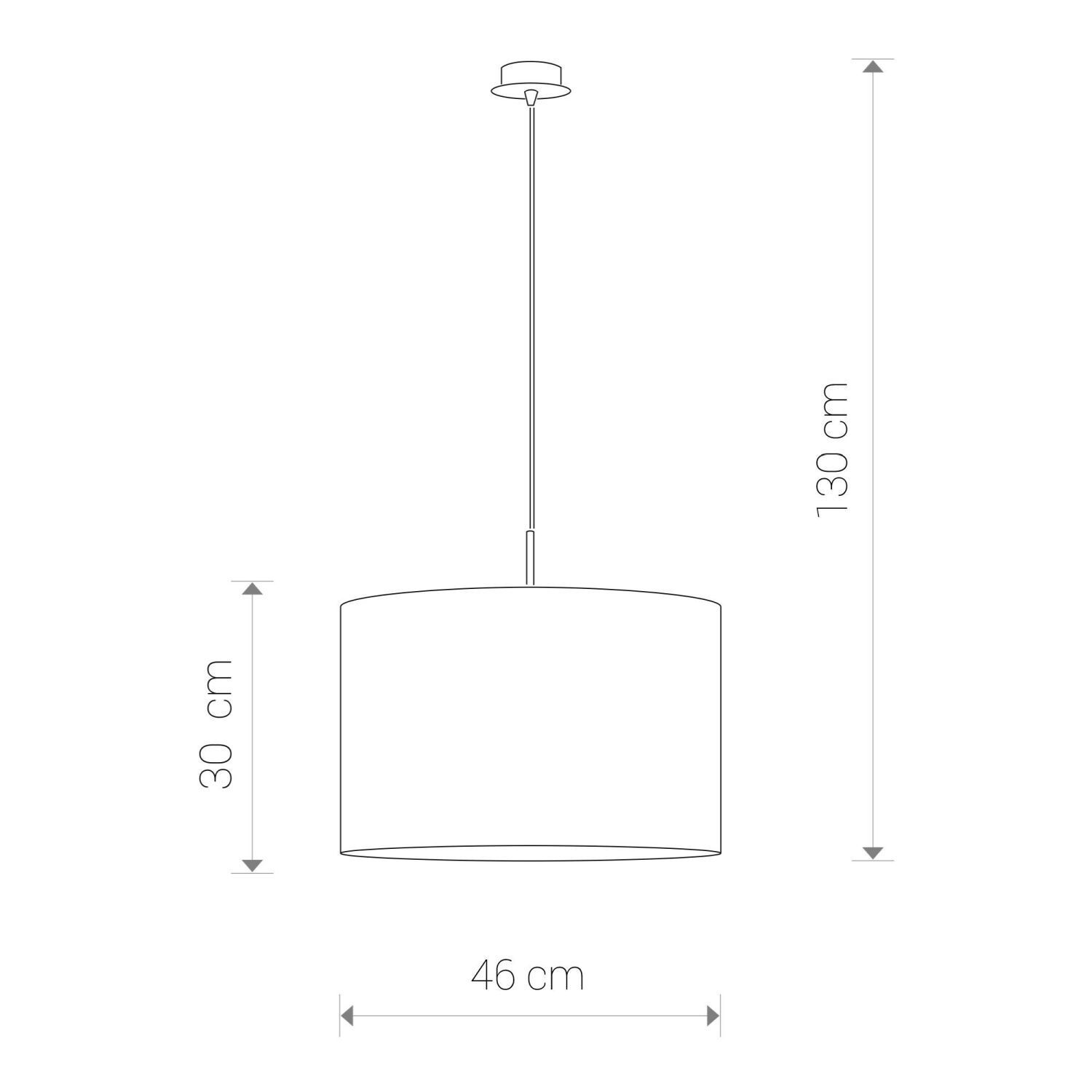 pendant light, ceiling lamp, cylinder shade, 46 cm width, 30 cm height