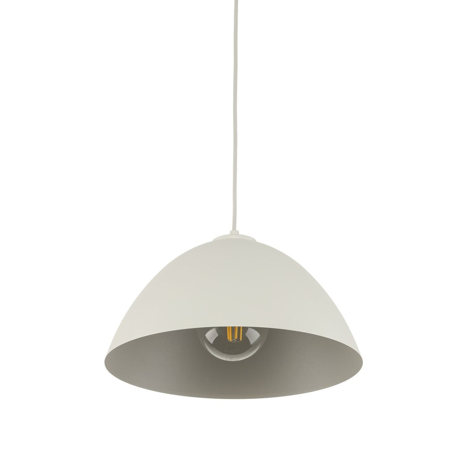 Pendelleuchte Metall Beige Ø 34 cm rund Höhe verstellbar E27 Lampe