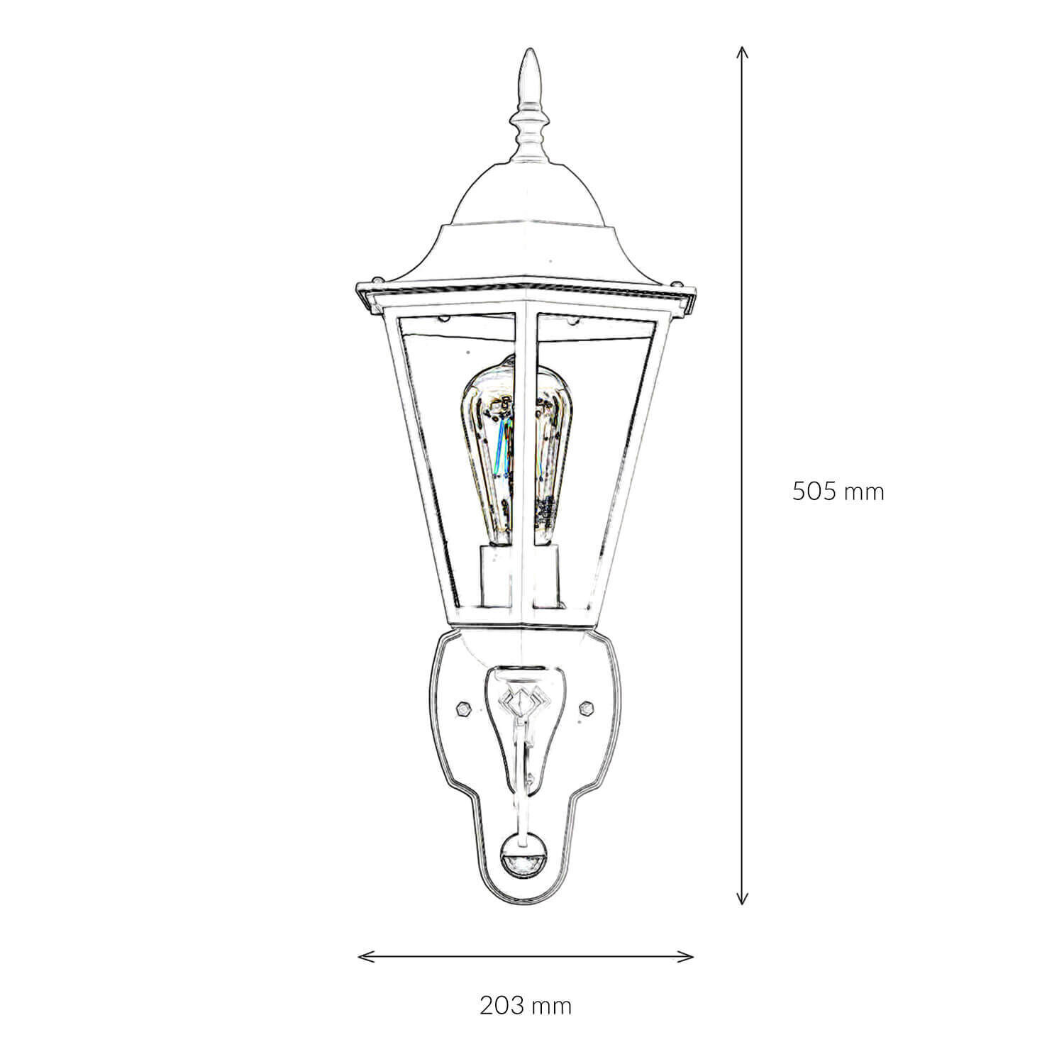 Große Außenlampe mit Bewegungsmelder E27 Weiß IP44