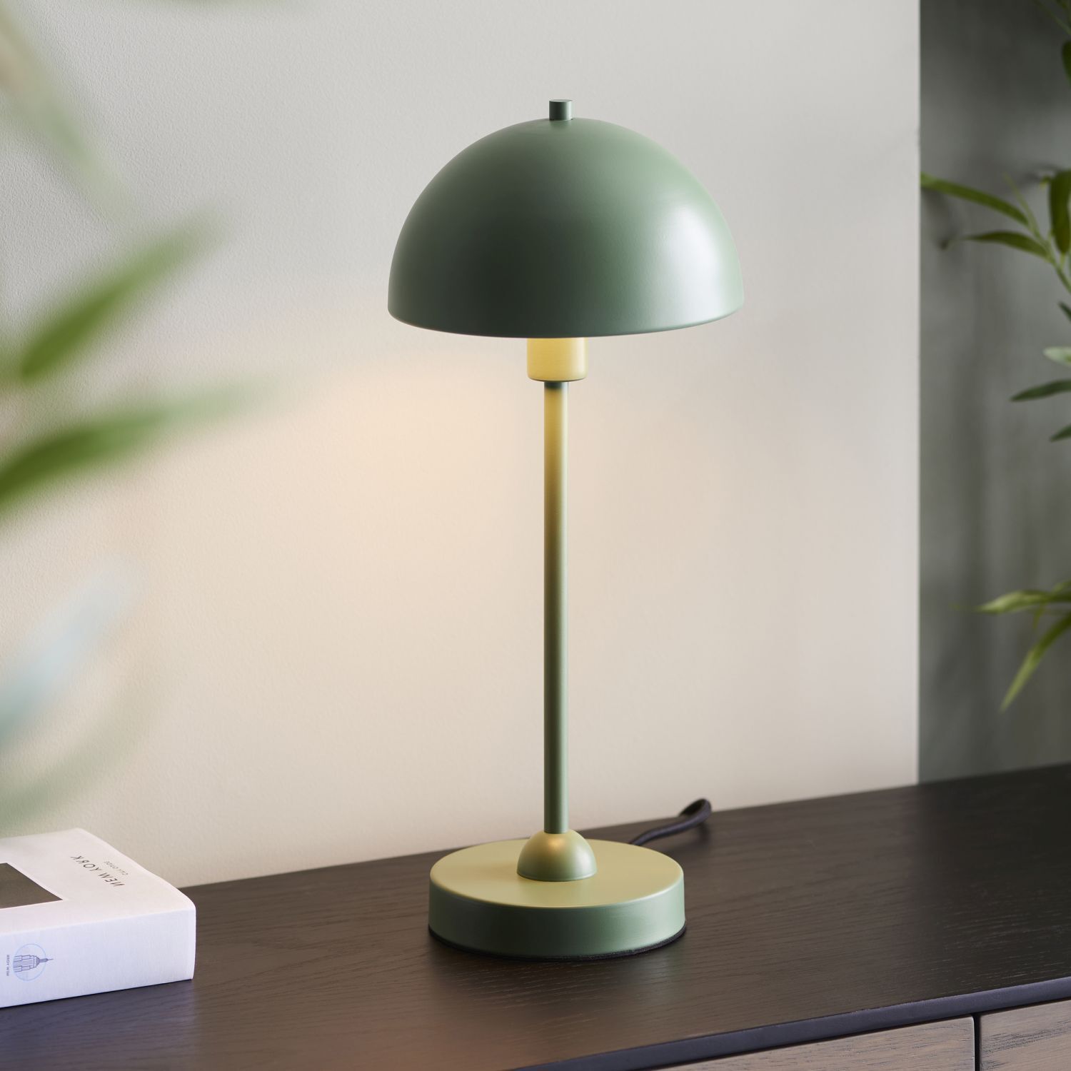 Lampe champignon métal 41 cm de haut vert menthe E14 Bauhaus