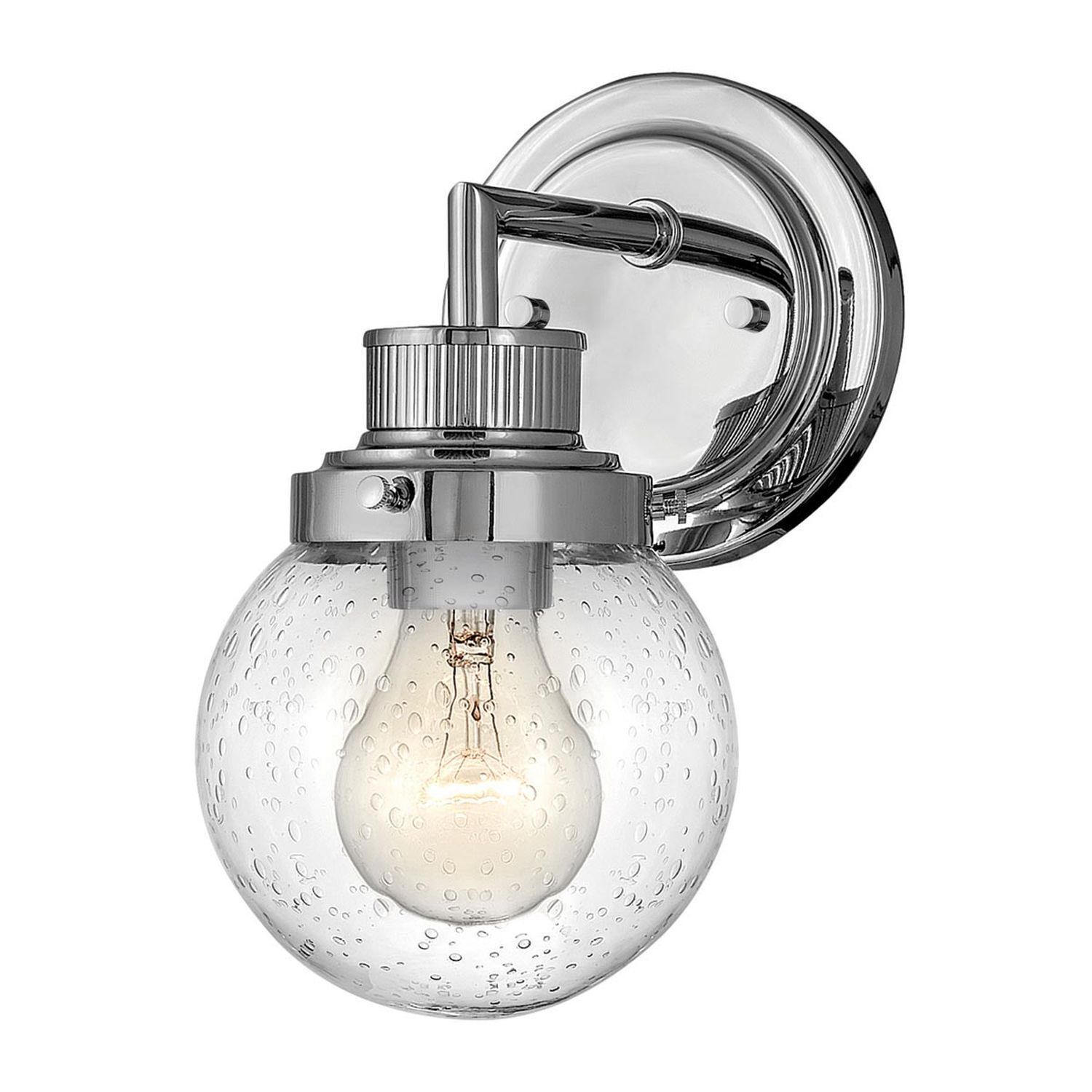 Lampe de salle de bain murale IP44 H : 23,7 cm verre métal chromé