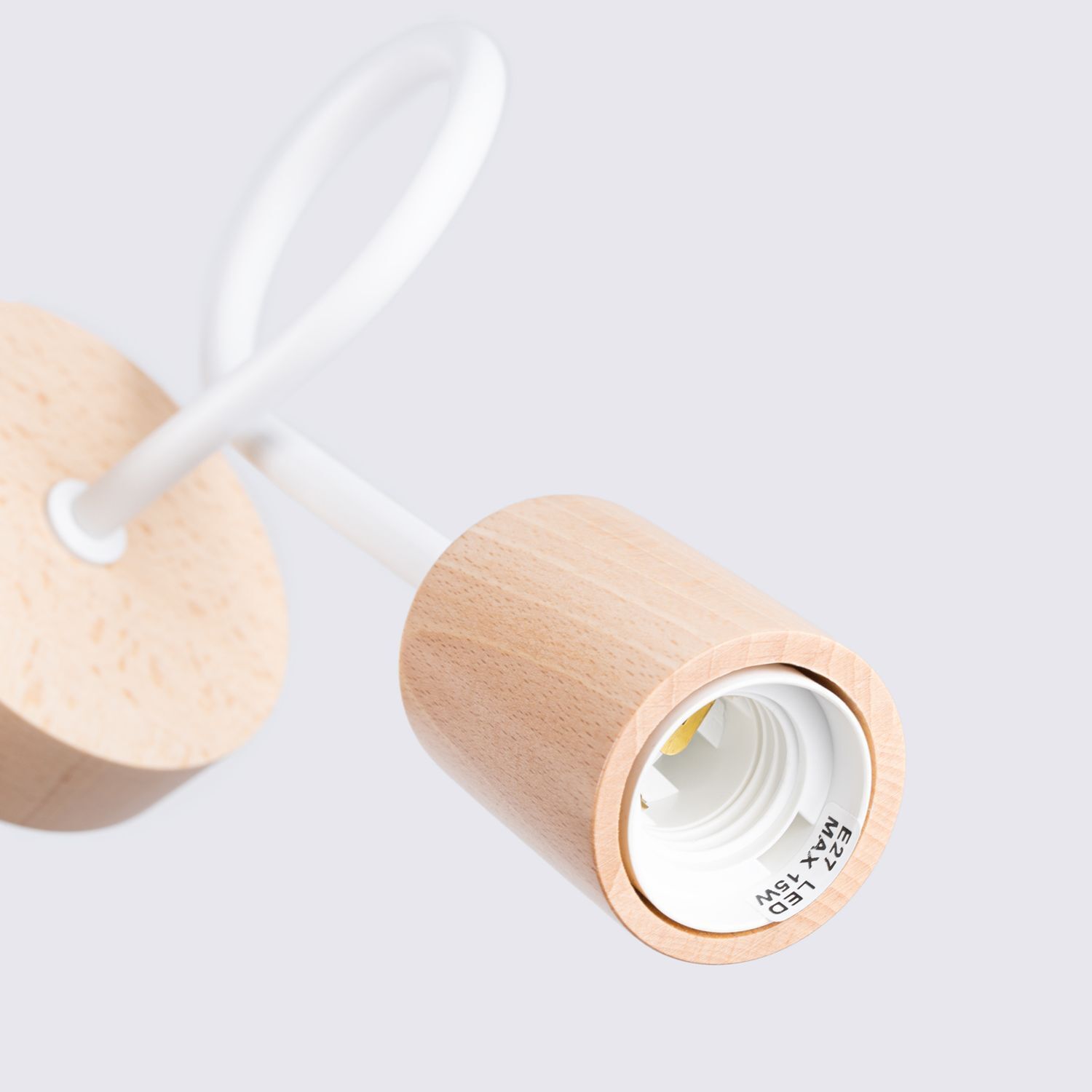 Wandleuchte mit Arm Holz Stahl Weiß E27 B:10 cm Zündkapsel, Holz, Beleuchtung, Lampe, LED