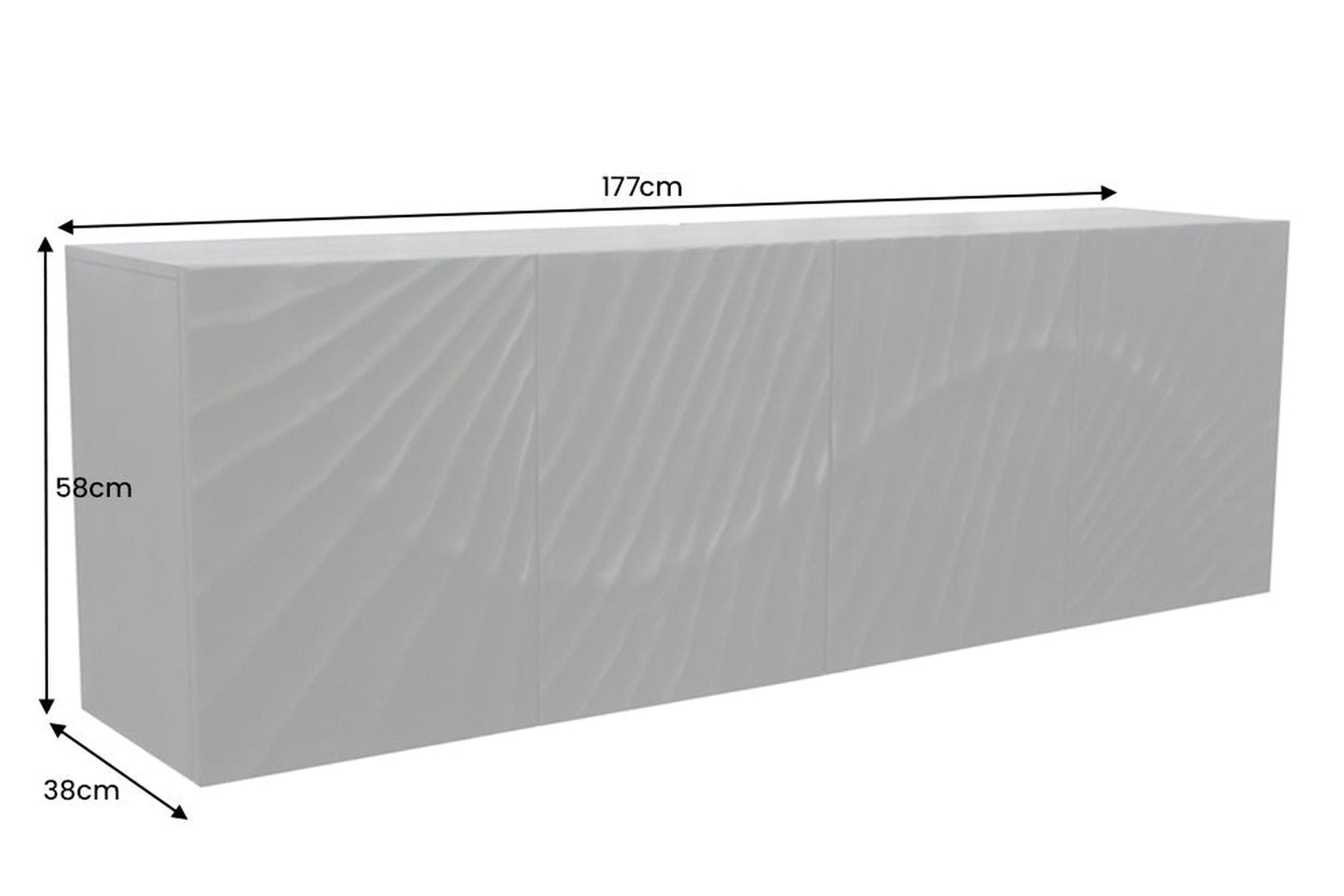 Buffet suspendu Noir Bois Largeur 177 cm Travail manuel Motif 3D