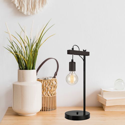 Schwarze Tischleuchte Holz vielseitig 56cm AMIDA