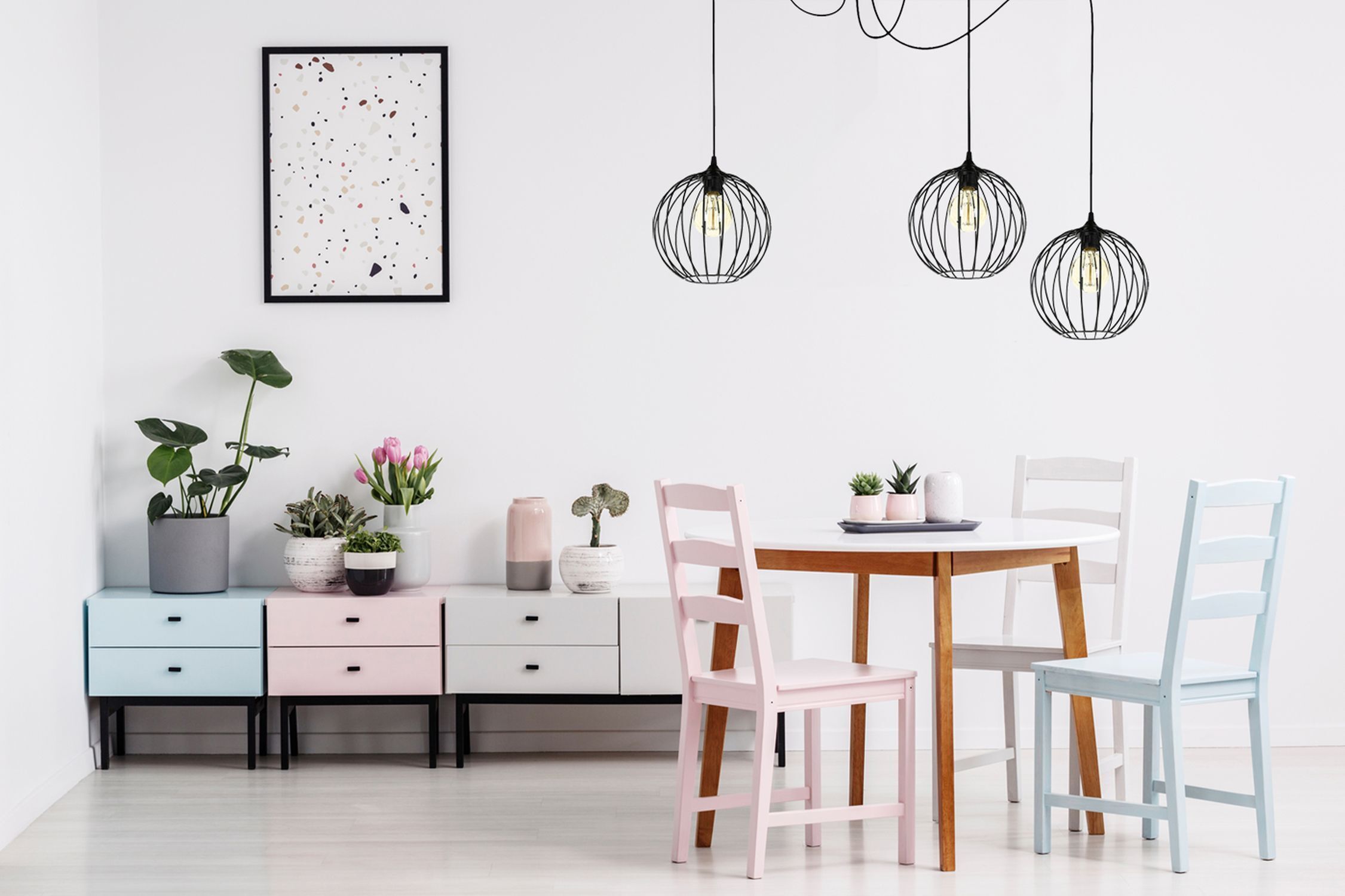 XXL Spider Lampe à suspendre fil métallique 3-flamme L:400 cm Speisesaal, Esstisch, Tisch, Innenarchitektur, Pflanze