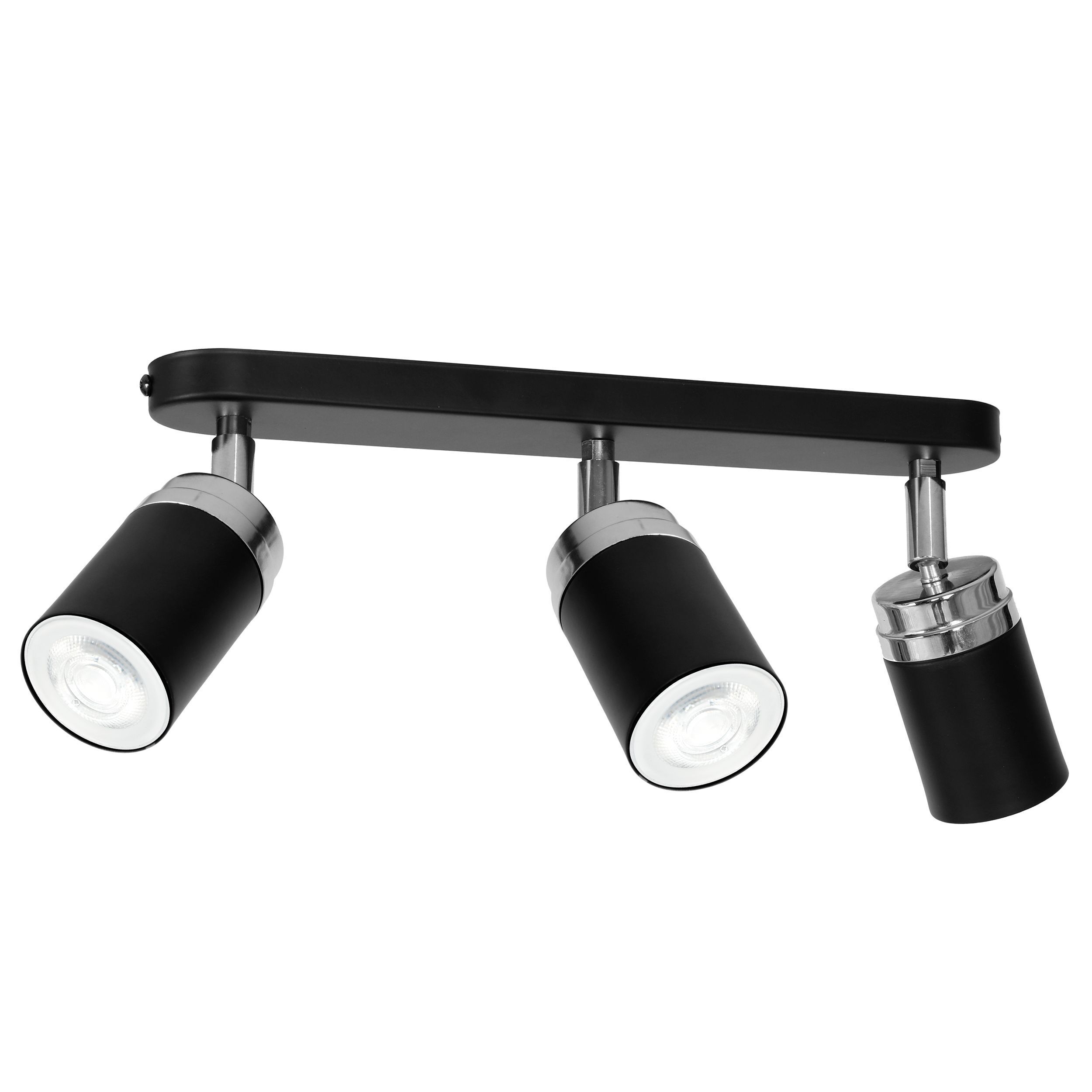 Spot projecteur plafond métal noir chrome 3 flammes