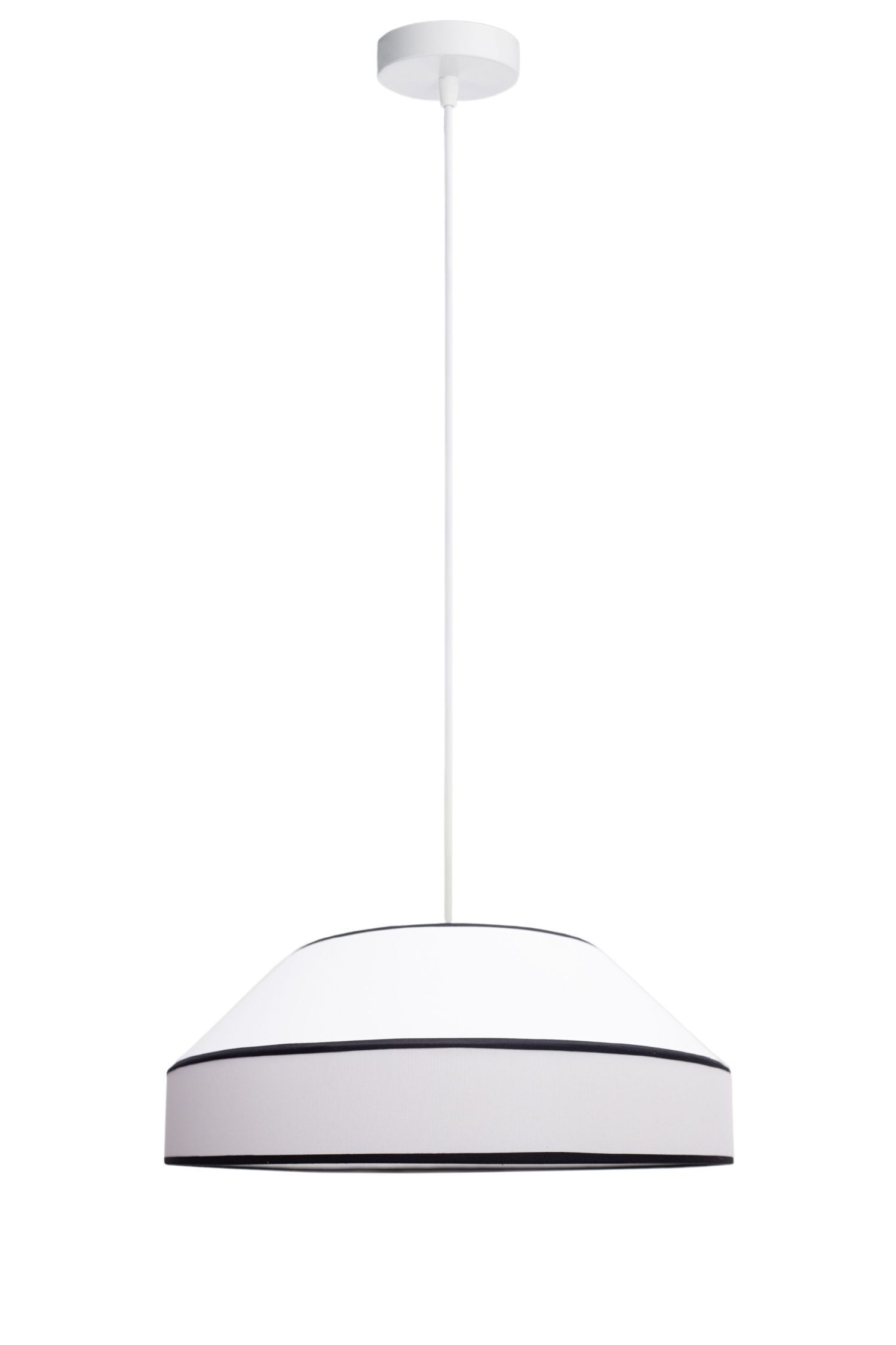 Suspension ronde en coton blanc E27 L:45 cm