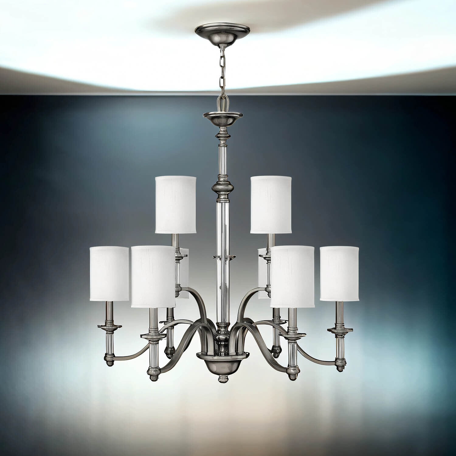 Kronleuchter LUANA in Nickel Ø:66cm Lampe kürzbar Leuchter, Lampe