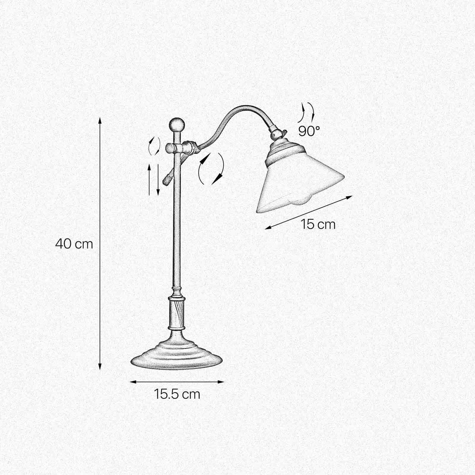 Schreibtischlampe 40 cm Messing Glas Rustikal verstellbar Lampe, Lampenschirm