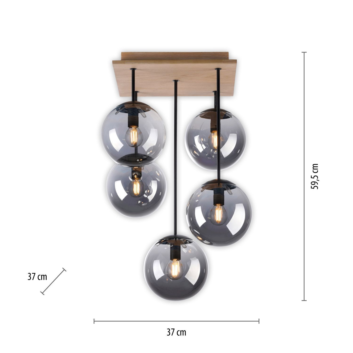 Stylische Deckenlampe Glas Holz E14 B:37 cm blendarm