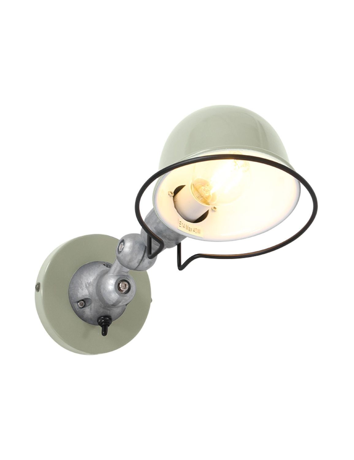 Spot mural mobile avec fiche en vert argent P:29 cm