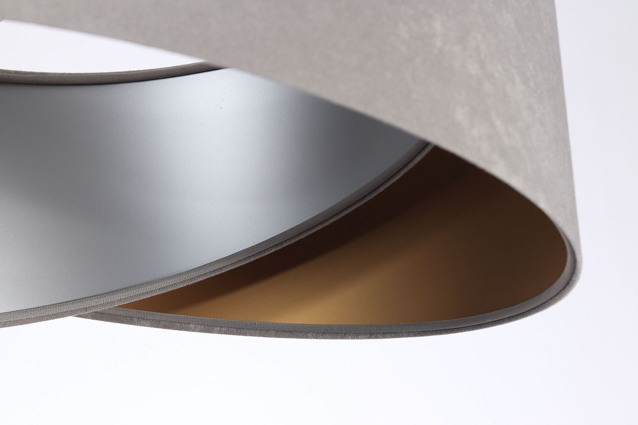 Lampe à suspendre ronde E27 D : 50 cm Gris Or Argent Abat-jour en tissu Lampe, Lampenschirm