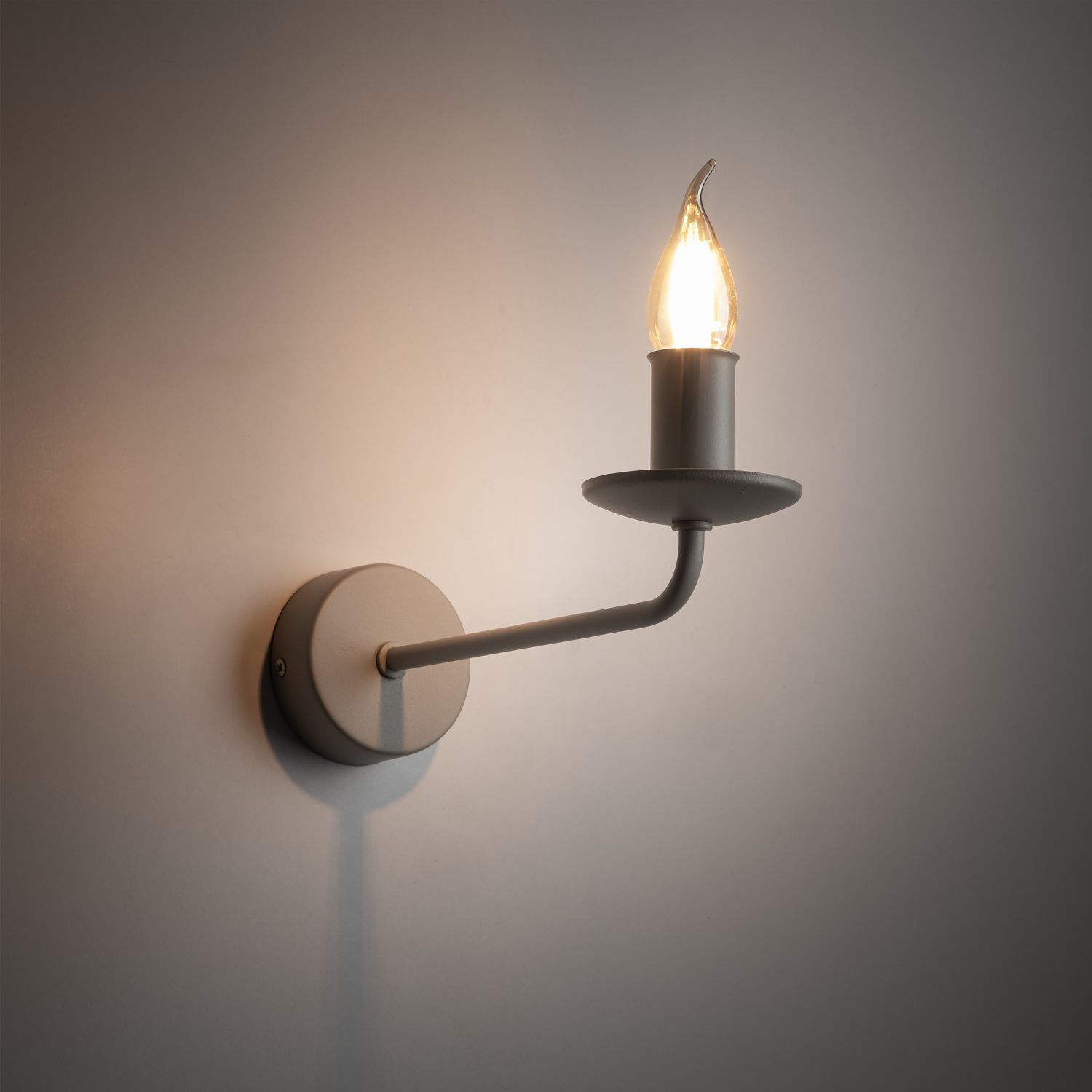 Wandlampe Rustikal Metall Beige H: 23 cm klein für E14 Lampe, Beleuchtung