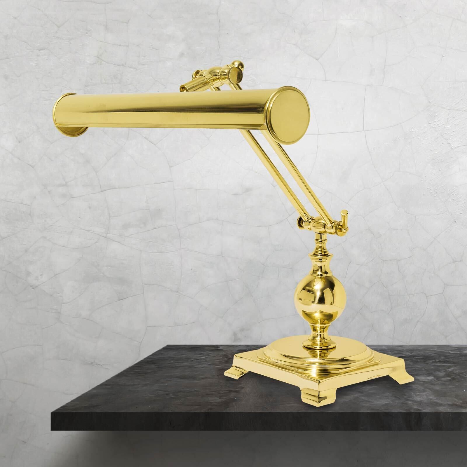 Bankerlampe Messing poliert E14 H: 43 cm Jugendstil Lampe, Bronze