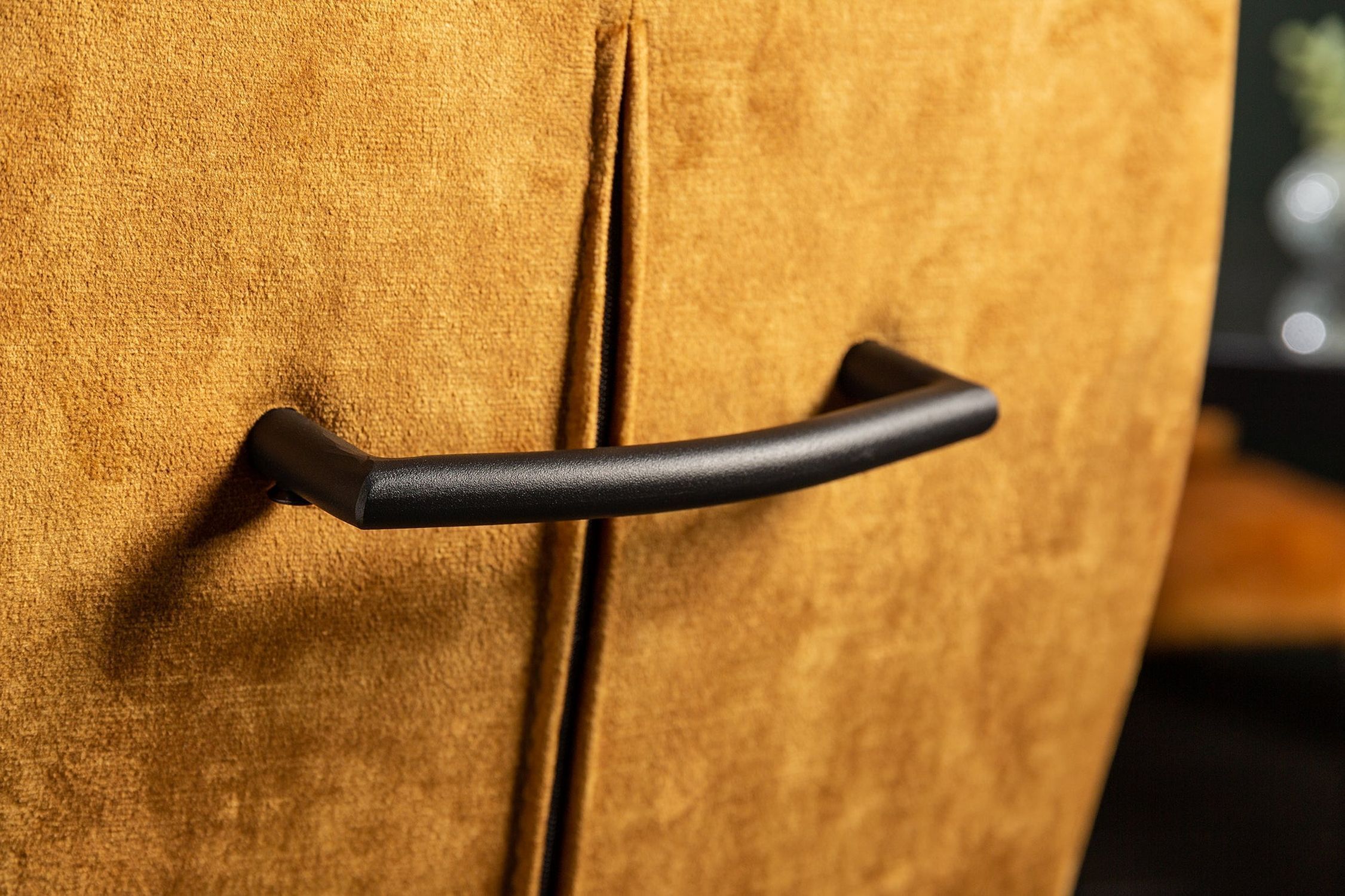 Chaise à bascule velours métal jaune noir sans accoudoirs Schublade, Mobiliar, Griff, Rauchrohr