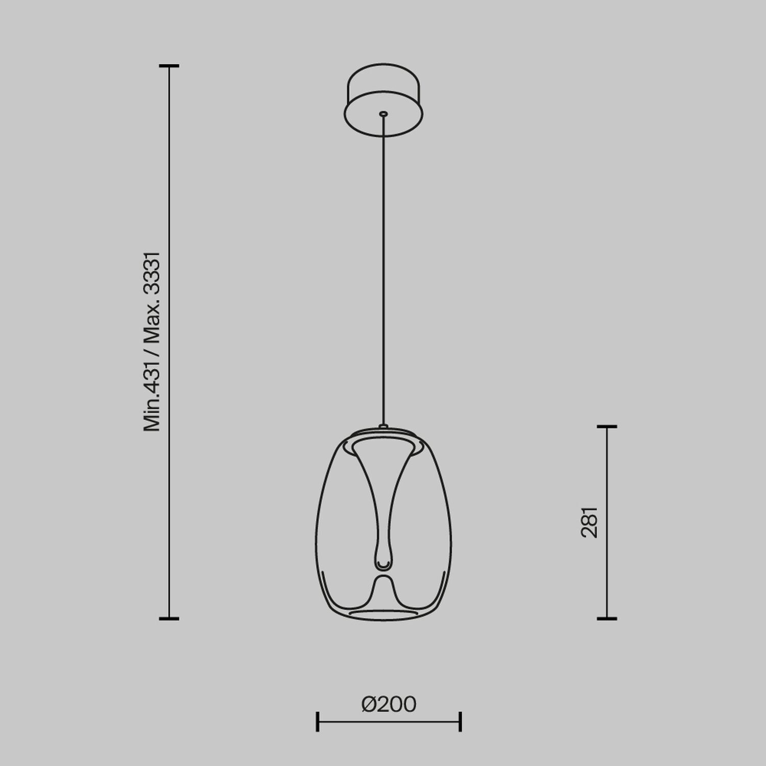 Lampe à suspendre LED aluminium verre D : 20 cm rond en or