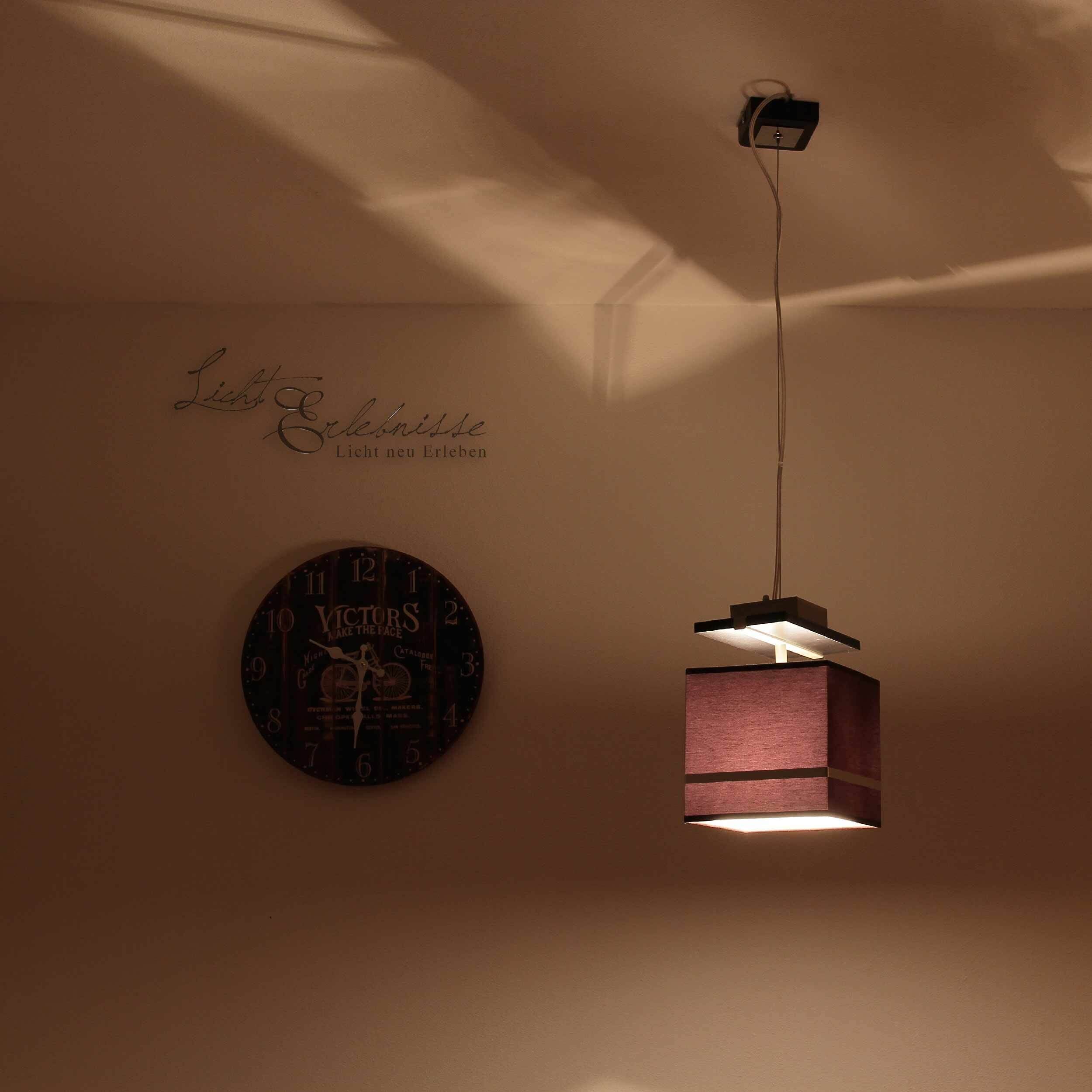 Pendelleuchte Stoffschirm Braun Chrom E27 Lampe