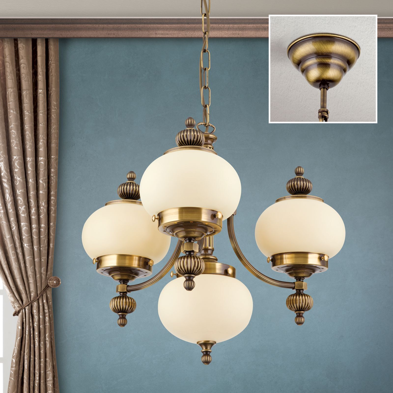  Kronleuchter, Messing, Gläser, Deckenleuchte, Hängeleuchte