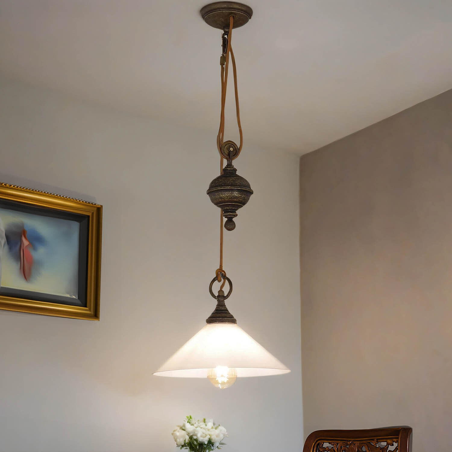 Pendelleuchte Höhenverstellbar aus echtem Messing Lampe, Deckenleuchte