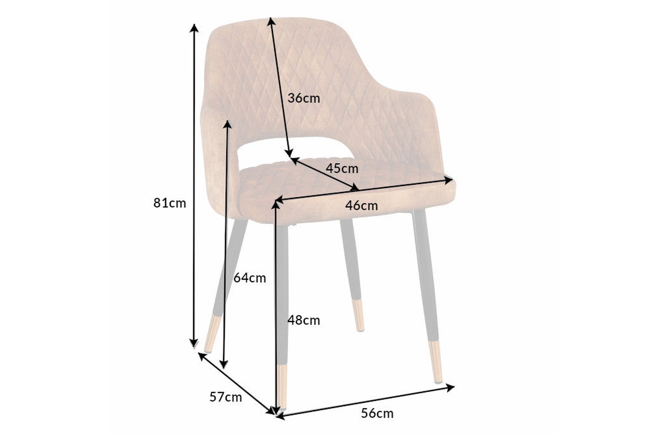 Esszimmerstuhl Samt in Senfgelb mit Armlehne Retro Design Moebel, Stuhl