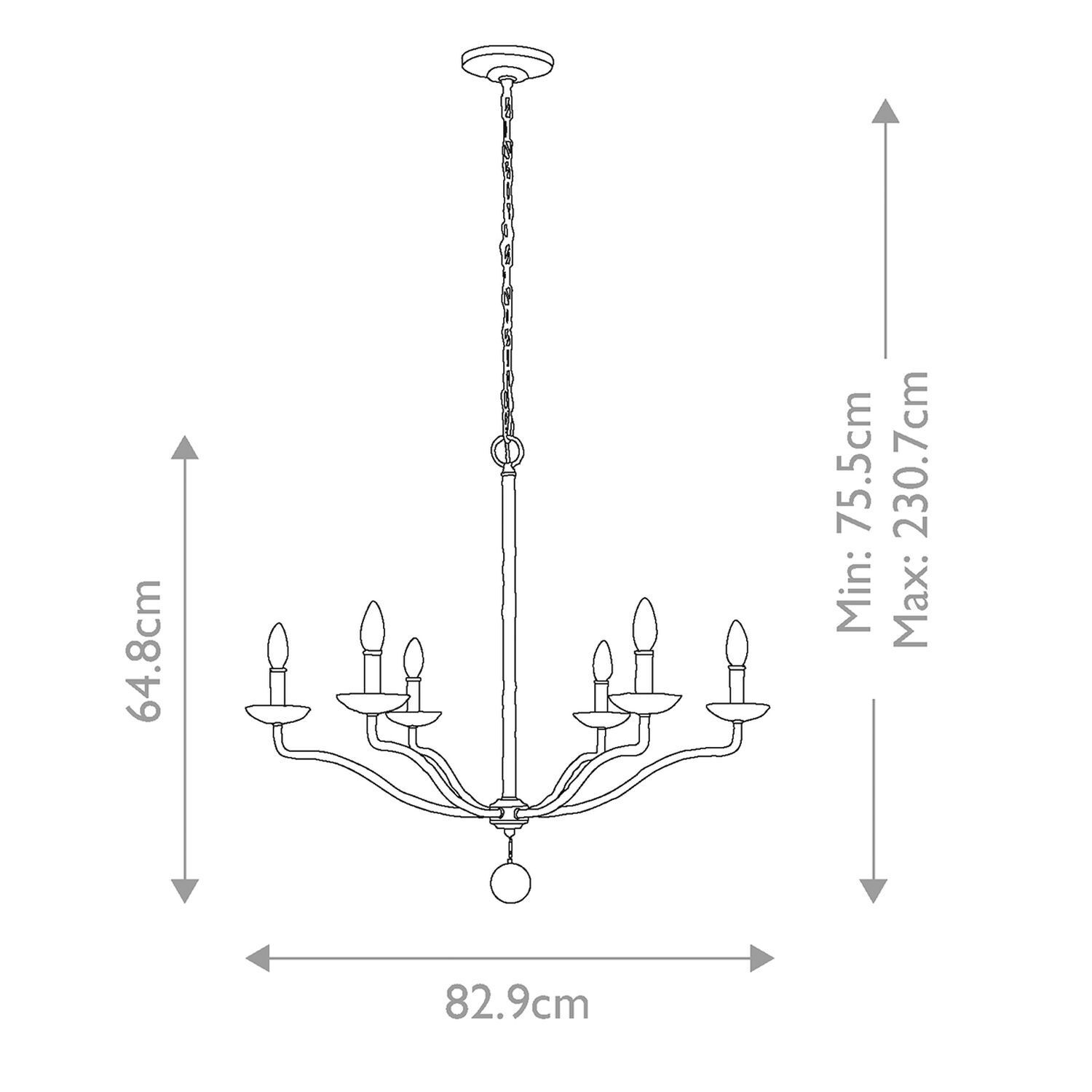 Lustre blanc métal E14 L : 82,9 cm grand style campagnard