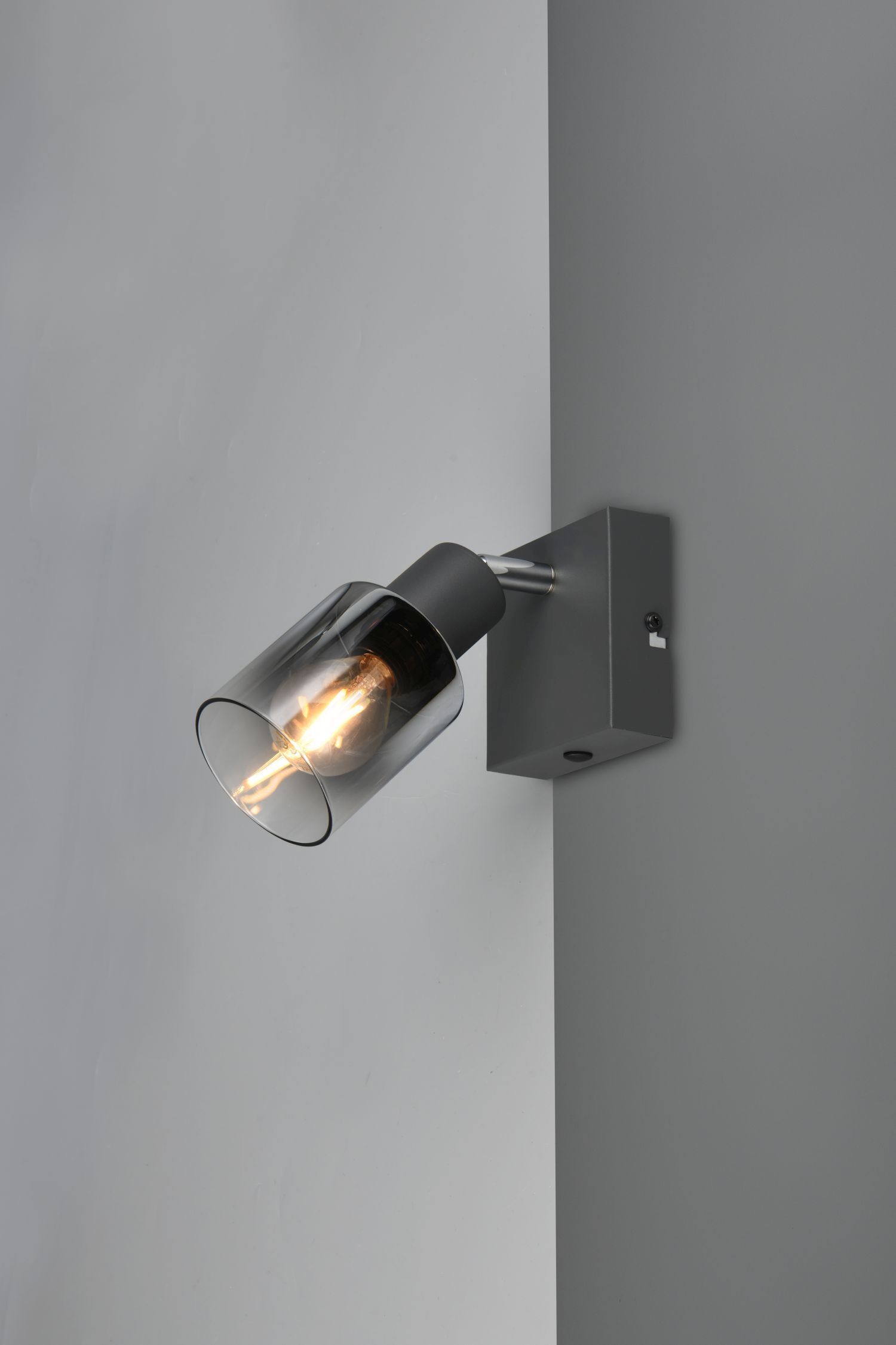 Beweglicher Wandstrahler Rauchglas Metall E14 T:15 cm Beleuchtung