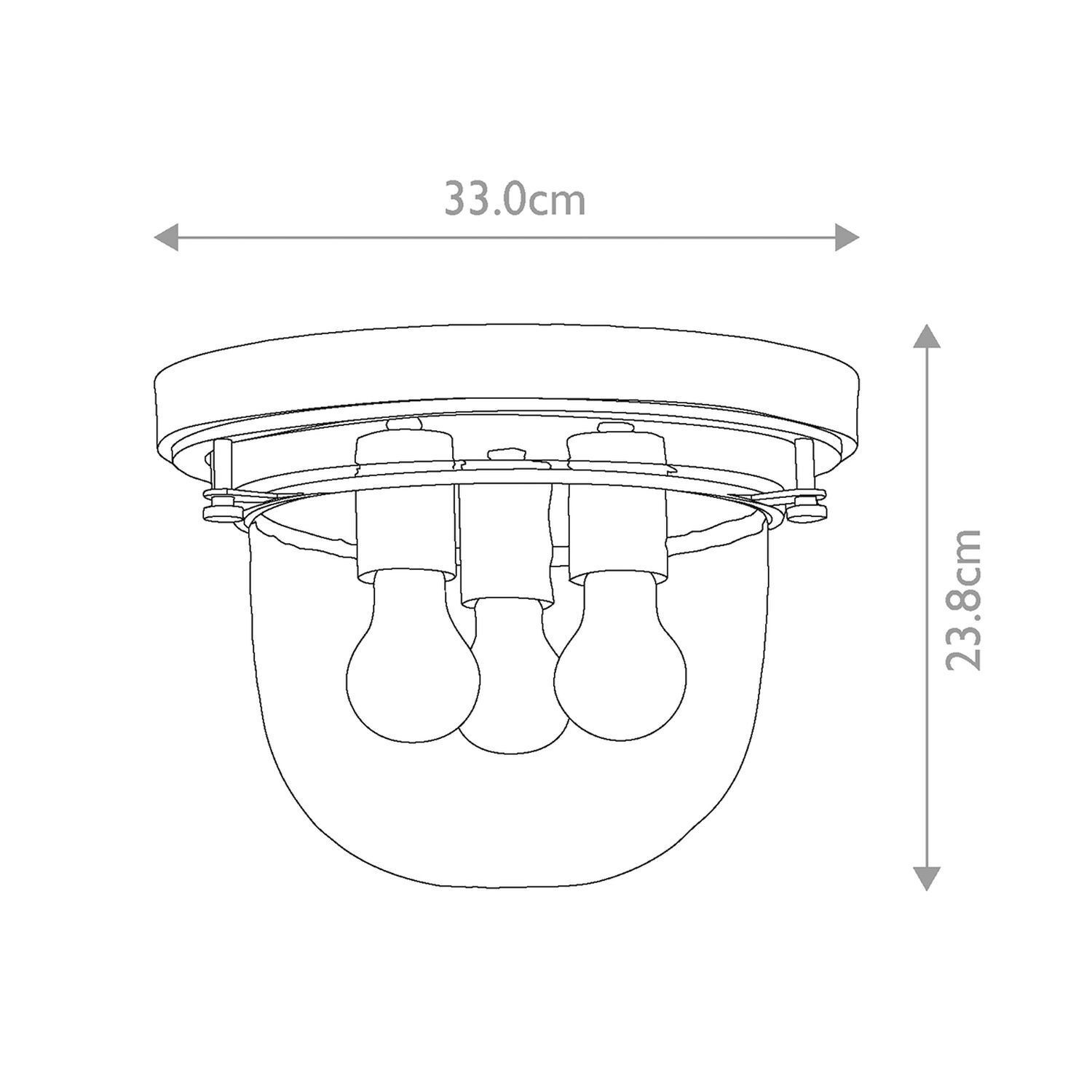 Deckenlampe Badezimmer IP44 Ø 33 cm Chrom 3x E27 Metall Glas