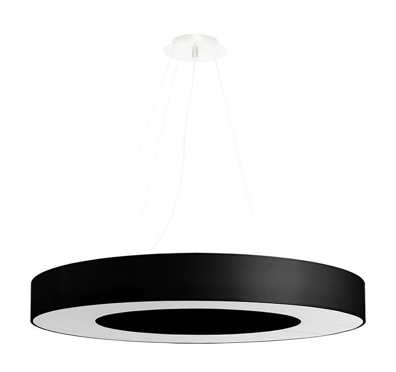 Suspension Noir Tissu Ø 70 cm rond 6x E27 Moderne