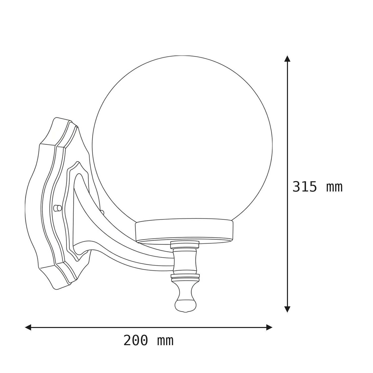le51423-wandlampe-terrasse-eingangsbereich-aussen-metall-glas-klassisch-ip44-schwarz-weiss-07 Wandlamp, Wandlampenarm, Rundlampe, Außenwandlampe, Durchmesser 200x315