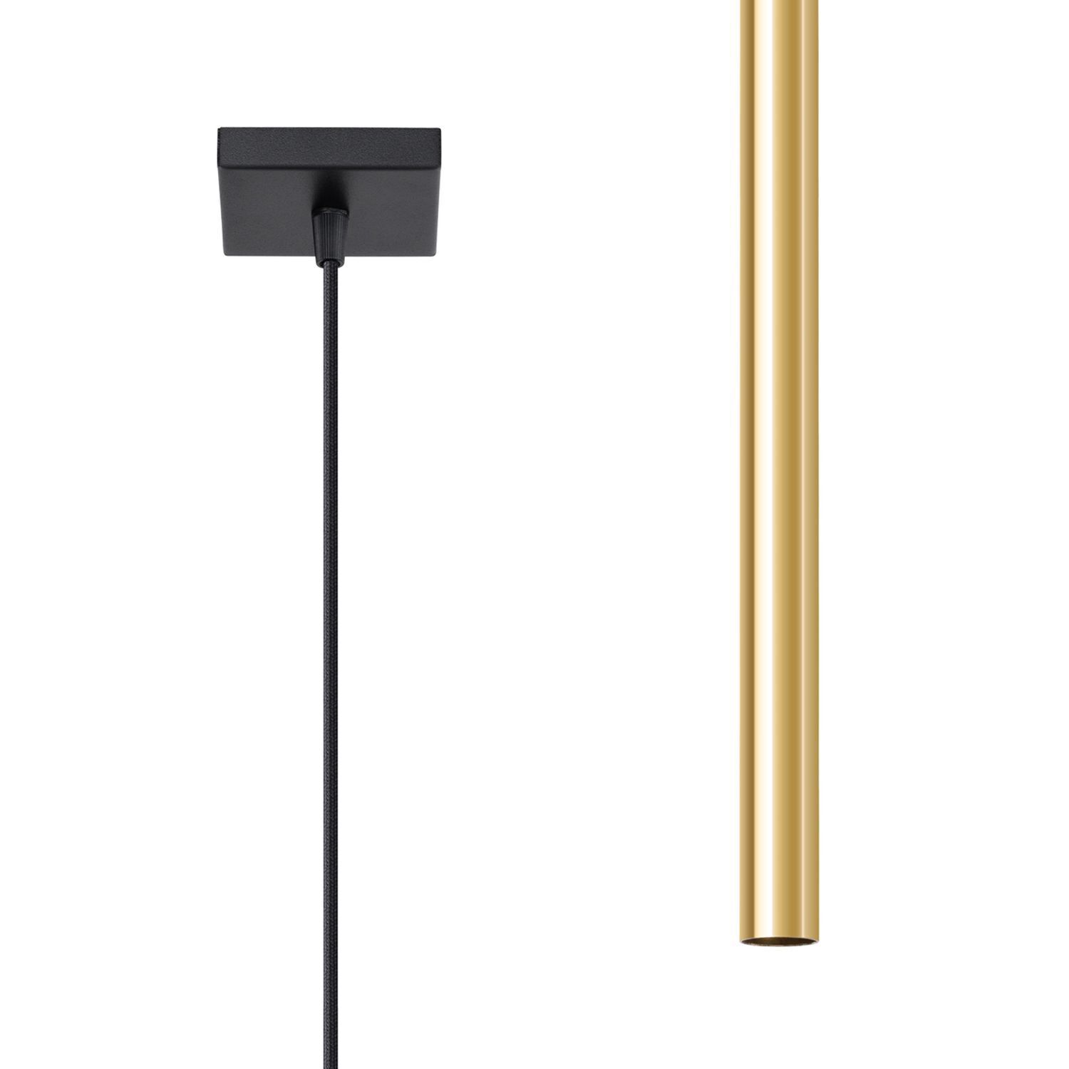 Runde Hängelampe Gold Stahl G9 Ø2,5 cm akzentuiert pendant light, gold rod, black cord, hanging lamp, fixture