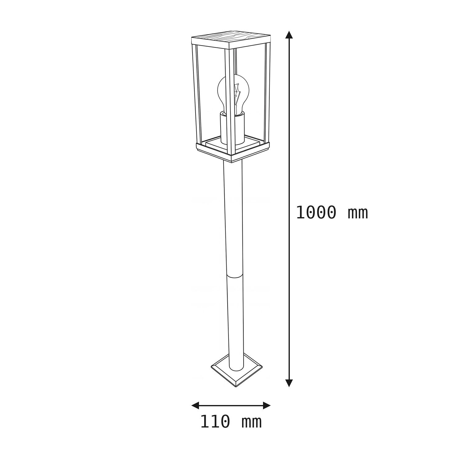 Außenleuchte, Straßenlaterne, Standleuchte, Glühbirne, Metallpfosten