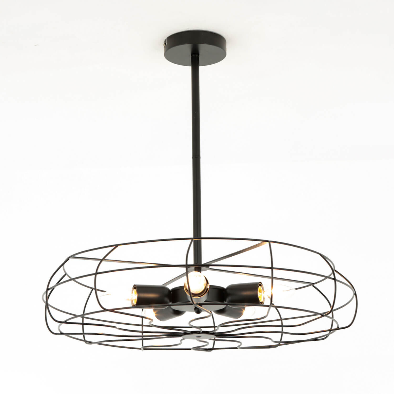 Deckenlampe Metall Schwarz Ø 56 cm 5x E27 Retro Leuchter, Lampe, Deckenventilator, Gerät, Elektrisches Gerät