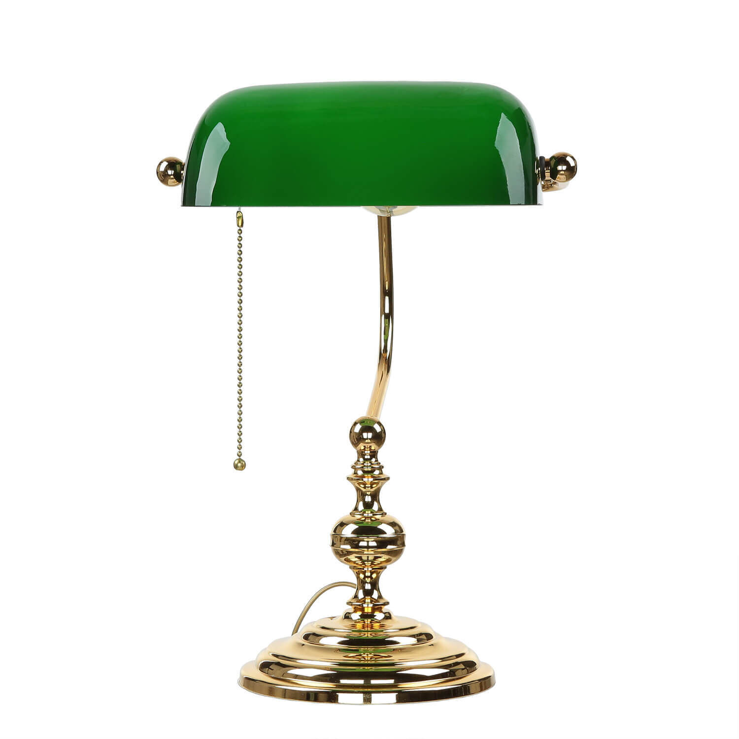 Banker Tischlampe Gold 24K aus Echt-Messing Lampe, Lampenschirm, Tischlampe