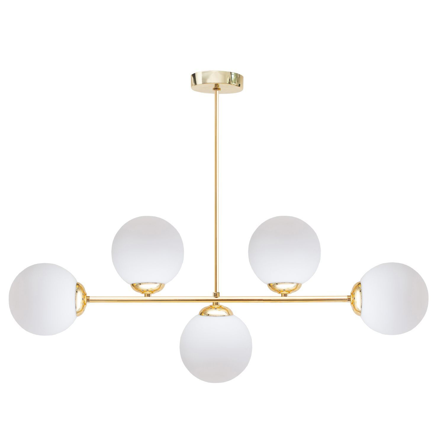 Kronleuchter, Goldfarbe, Glaskugel-Lampen, Fünf-Licht, Deckenpendel