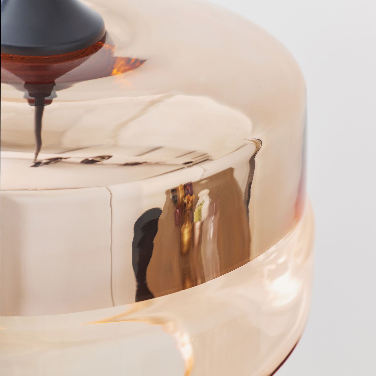 Lampe à suspendre verre fumé métal Ø 24,6cm rond noir cuivre E27