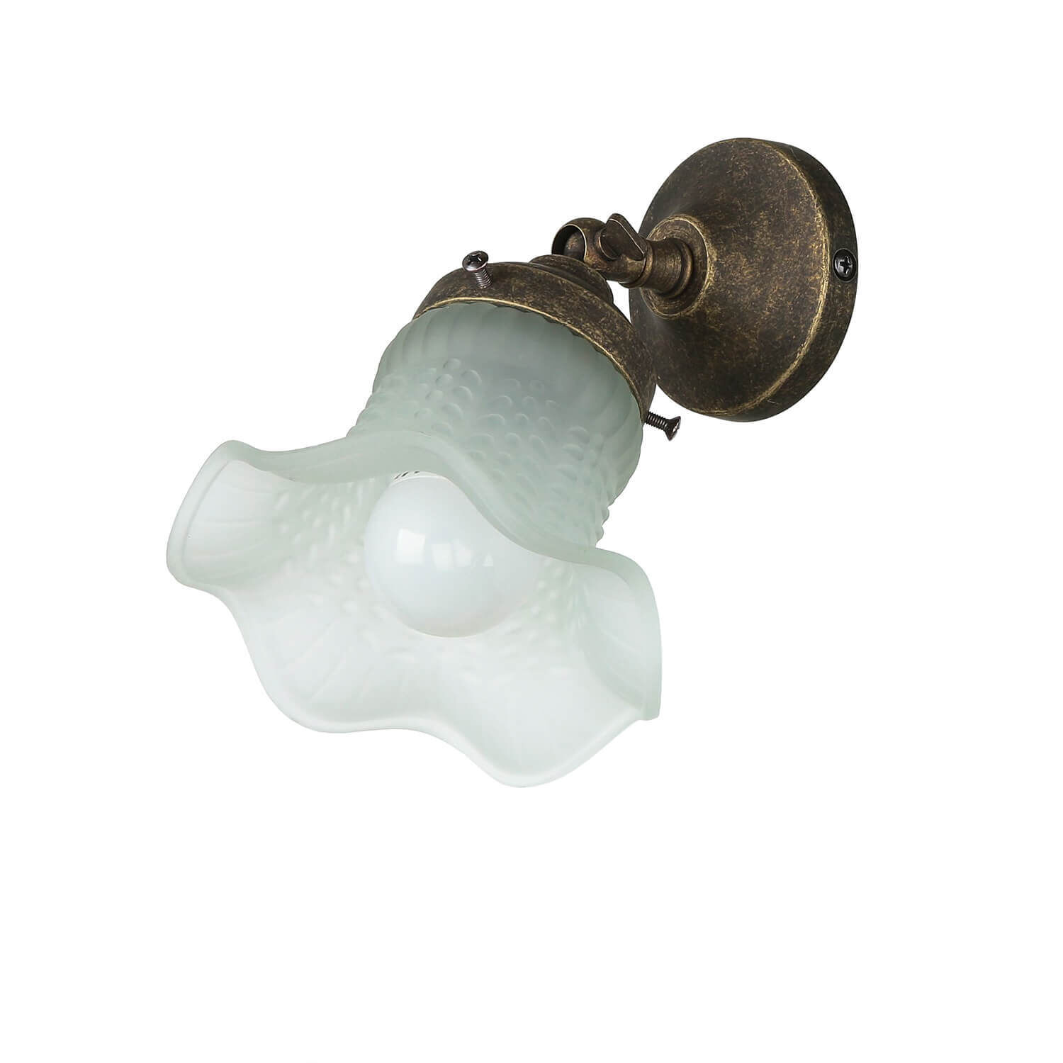 Wandlampe mit Glasschirm Floral aus Echt-Messing Leuchte, Bronze, Drinnen, Zimmer, Duscharmatur